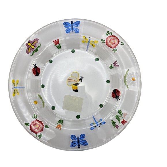 Lenox Natures Splendor Glass Dessert Plates 4 Hand-Painted Floral Insect Design - Picture 10 of 15